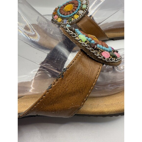 Madeline Stuart 8.5M Rhinestone Beaded Stone Embellishment Brown Sandals - Picture 7 of 11